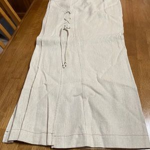 Cache Beige linen flare capris size 12